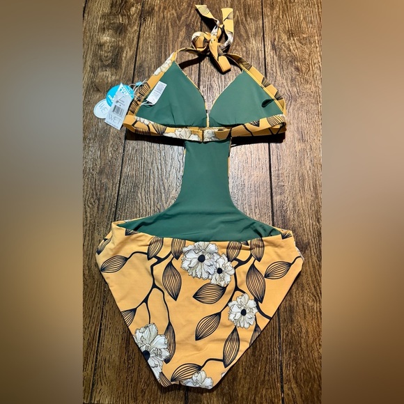 WET Designer Swimwear Marigold One Piece Cutout Sexy Swimsuit Size Medium NWT - Picture 4 of 9